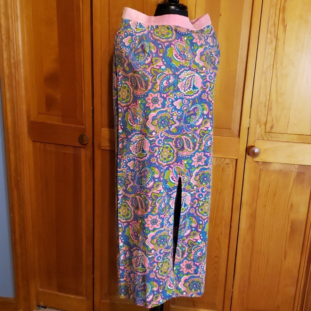 Vintage 70s Paisley Maxi skirt Medium